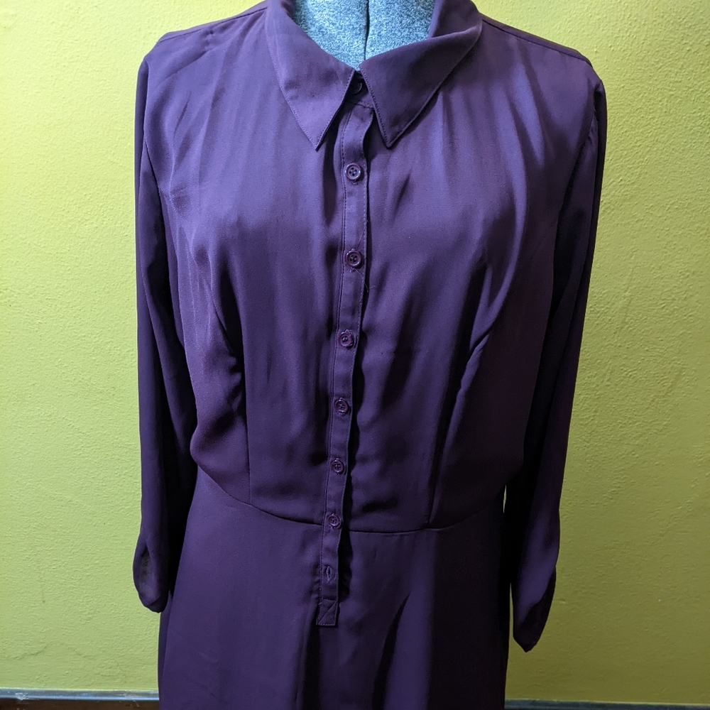Button Down Shirt Dress, Size Large.